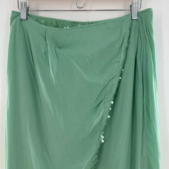 NWT Free People Poets Sequin Midi Sarong Skirt Mermaid green Size 8 - Picture 7 of 13